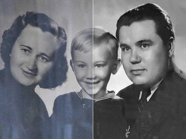 A framed family portrait photographed through glass, beside our clean restoration